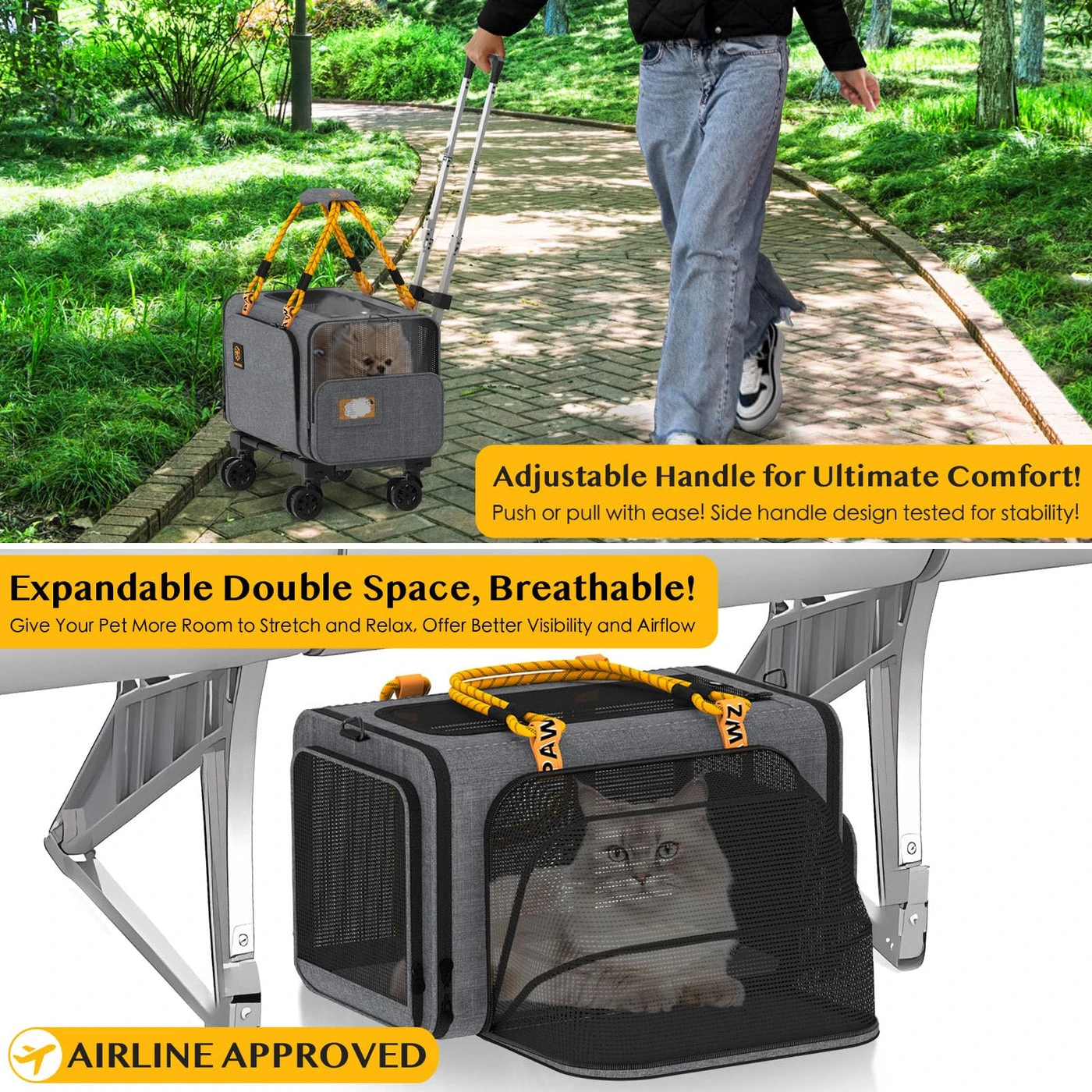 Pet Carrier with Wheels - 3-in-1 Expandable Airline Approved - photo 4