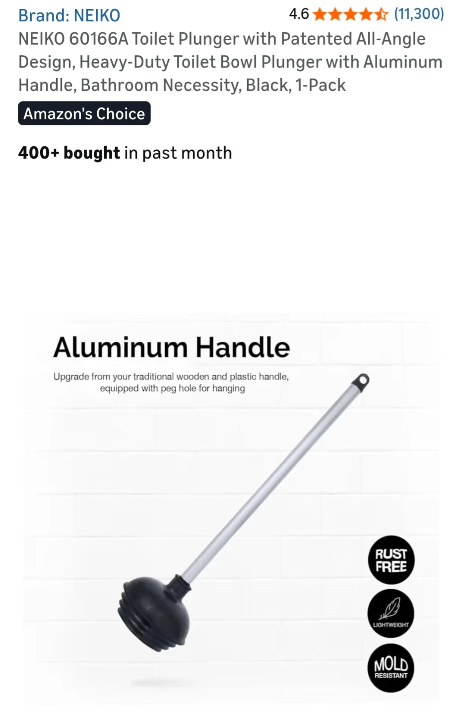 NEIKO 60166A Toilet Plunger with All-Angle Design