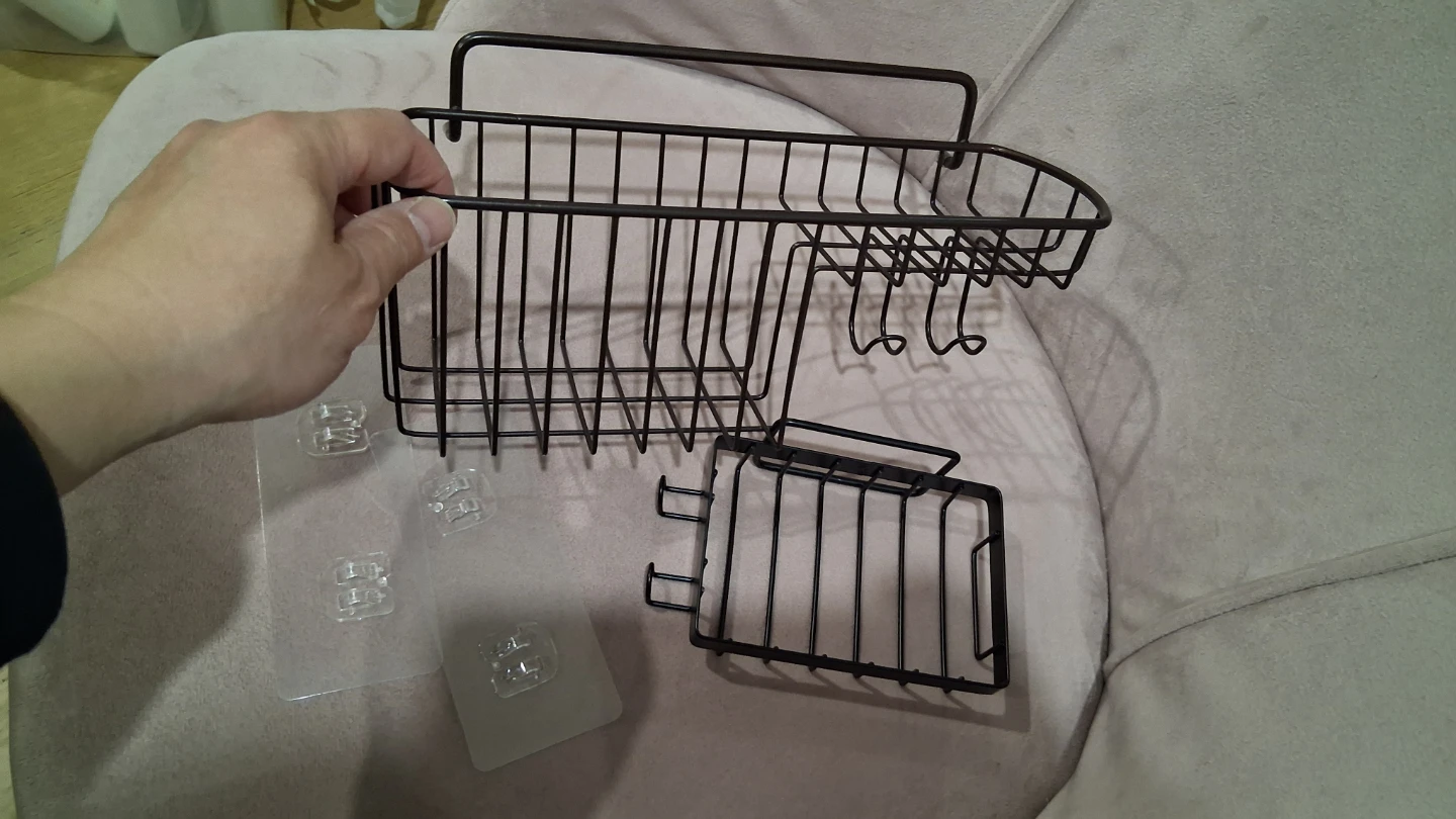Shower Caddy Set 2 pieces, Bathroom Shelf with Soap Dish & Hooks
