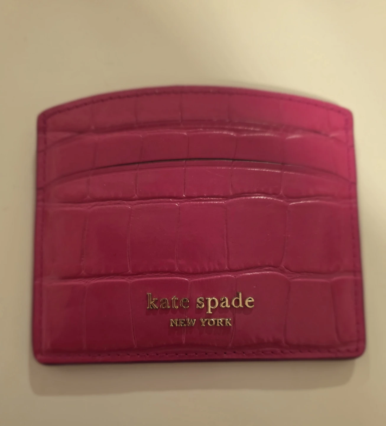 Kate Spade Pink Croc Embossed Card Holder