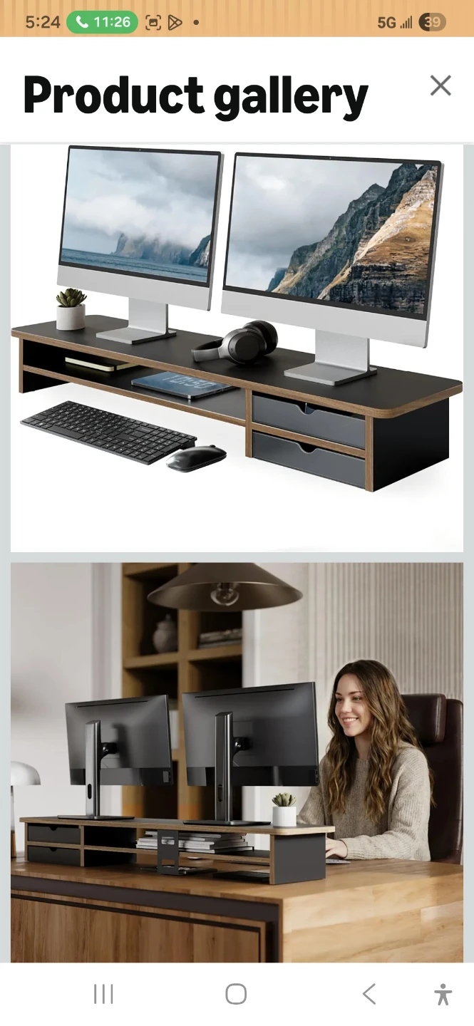 Adjustable Monitor Stand with Storage and Drawers