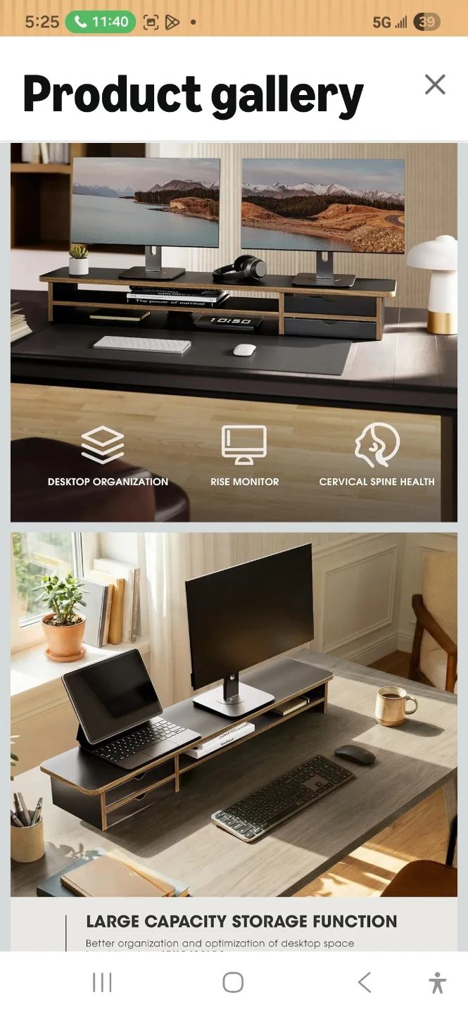 Adjustable Monitor Stand with Storage and Drawers - photo 3