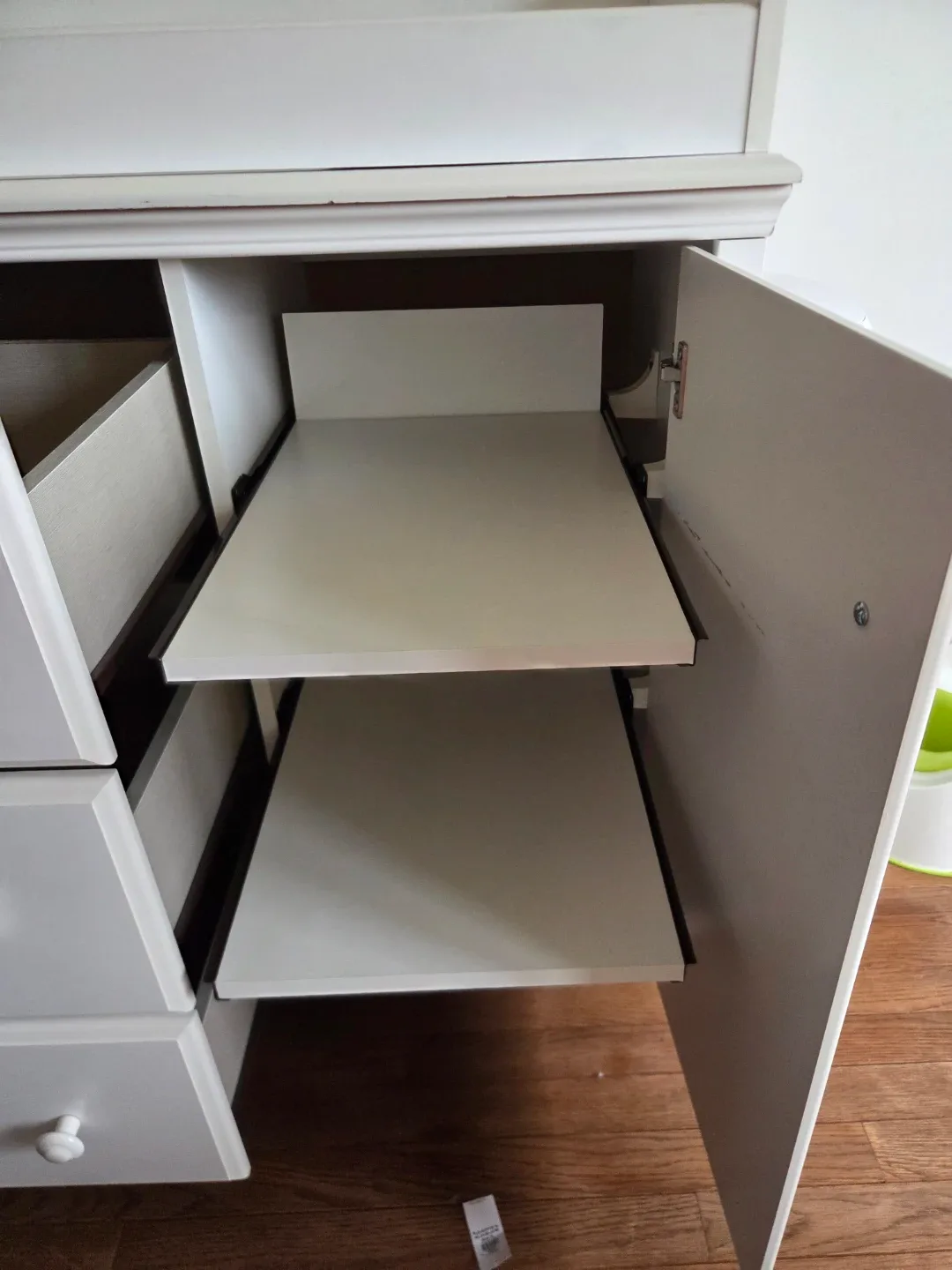 White Baby Changing Table Dresser with Storage - photo 3
