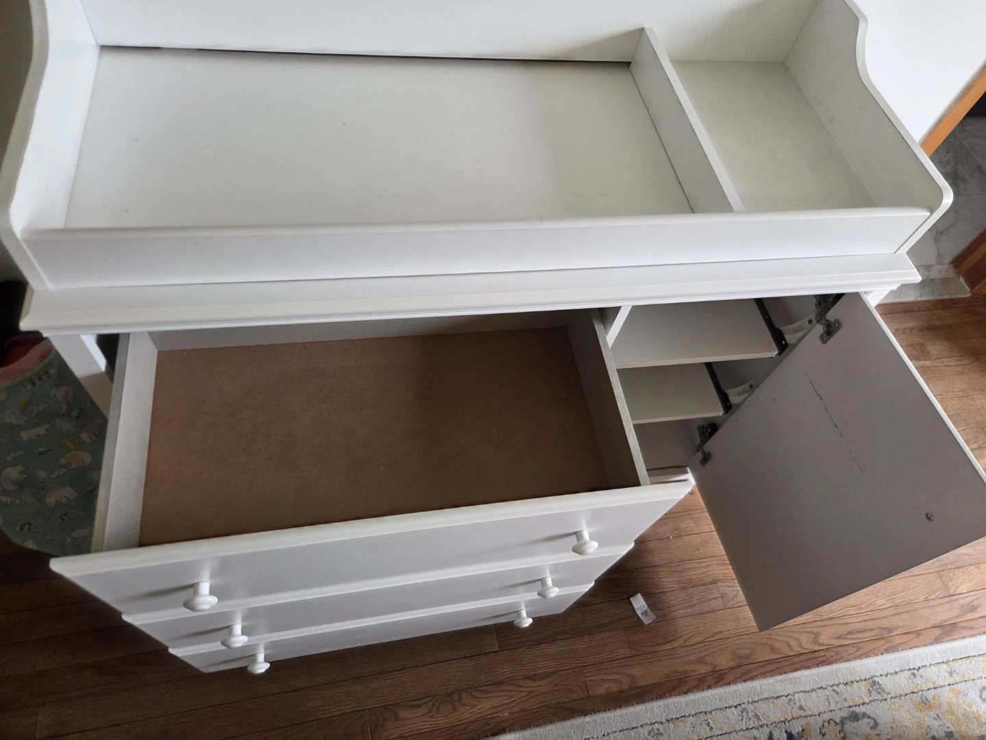 White Baby Changing Table Dresser with Storage - photo 4