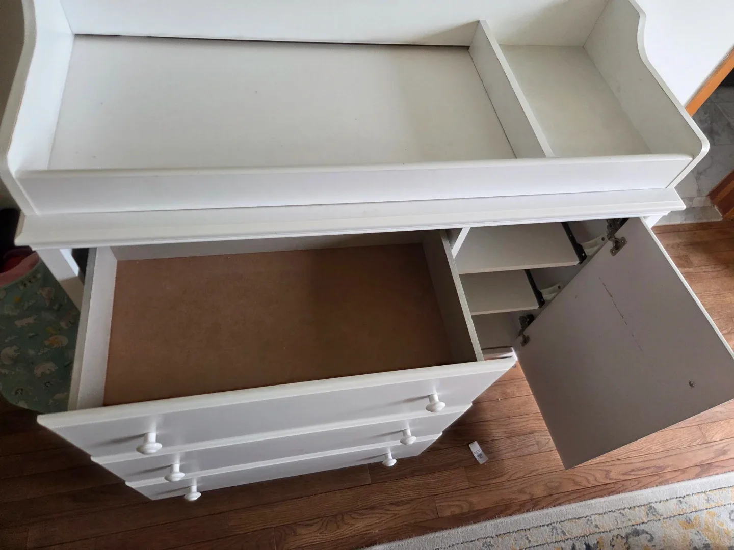 White Baby Changing Table Dresser with Storage - photo 4