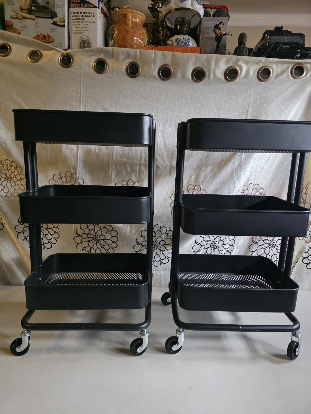Black 3-Tier Rolling Storage Cart