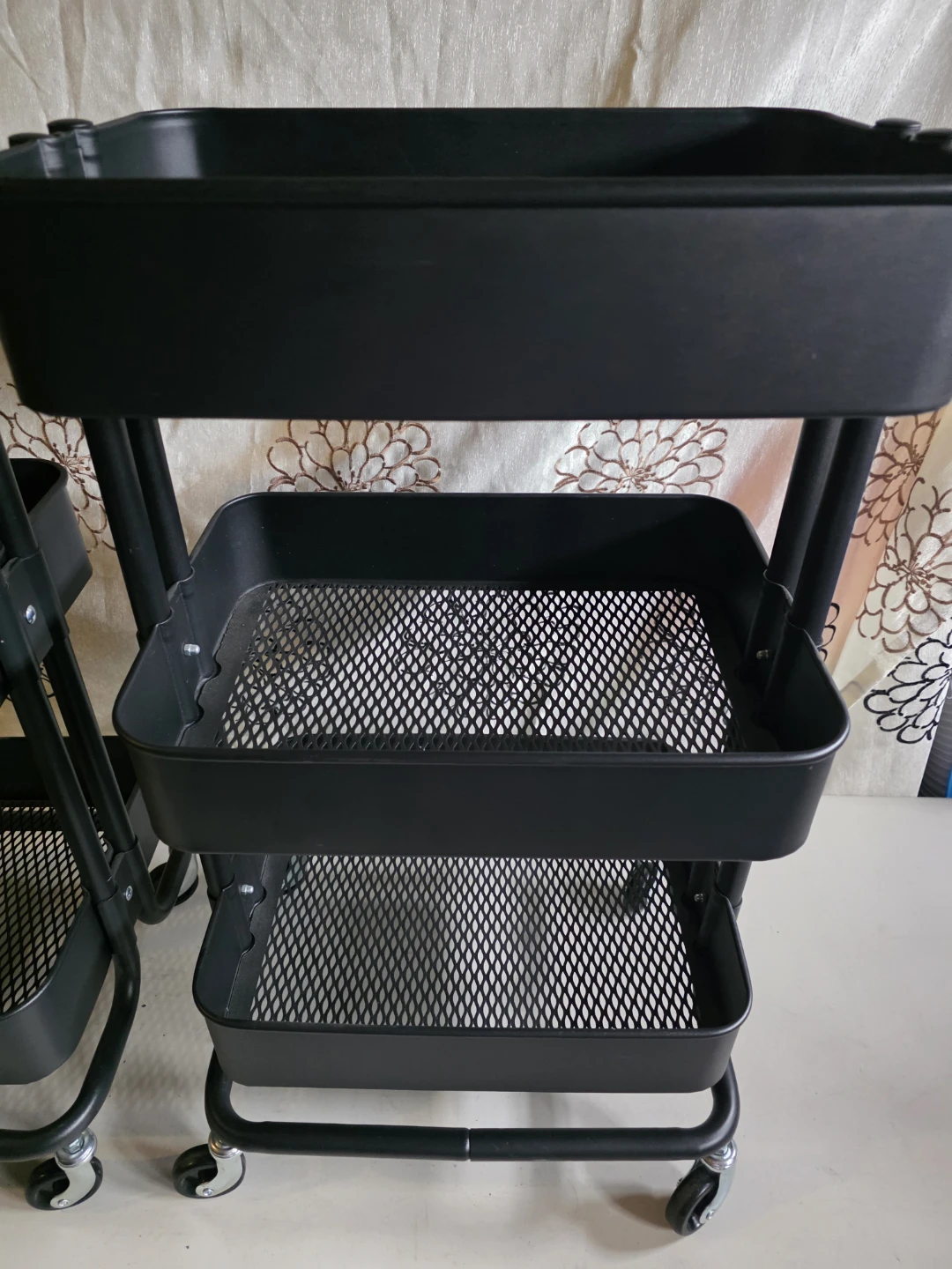 Black 3-Tier Rolling Storage Cart - photo 3