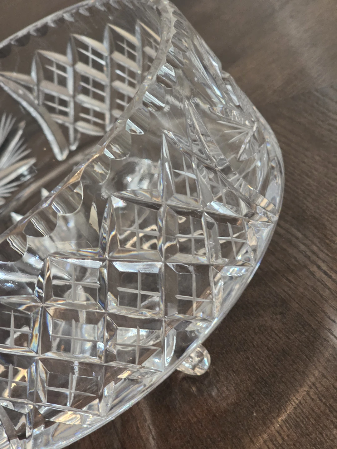 This is a vintage Bohemian crystal bowl featuring a hand-cut - photo 3