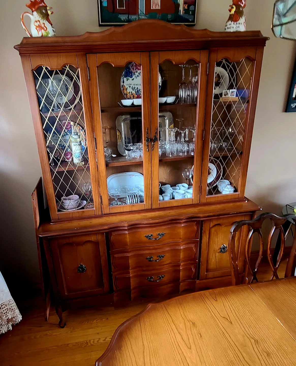 Wooden China Cabinet with Glass Doors
