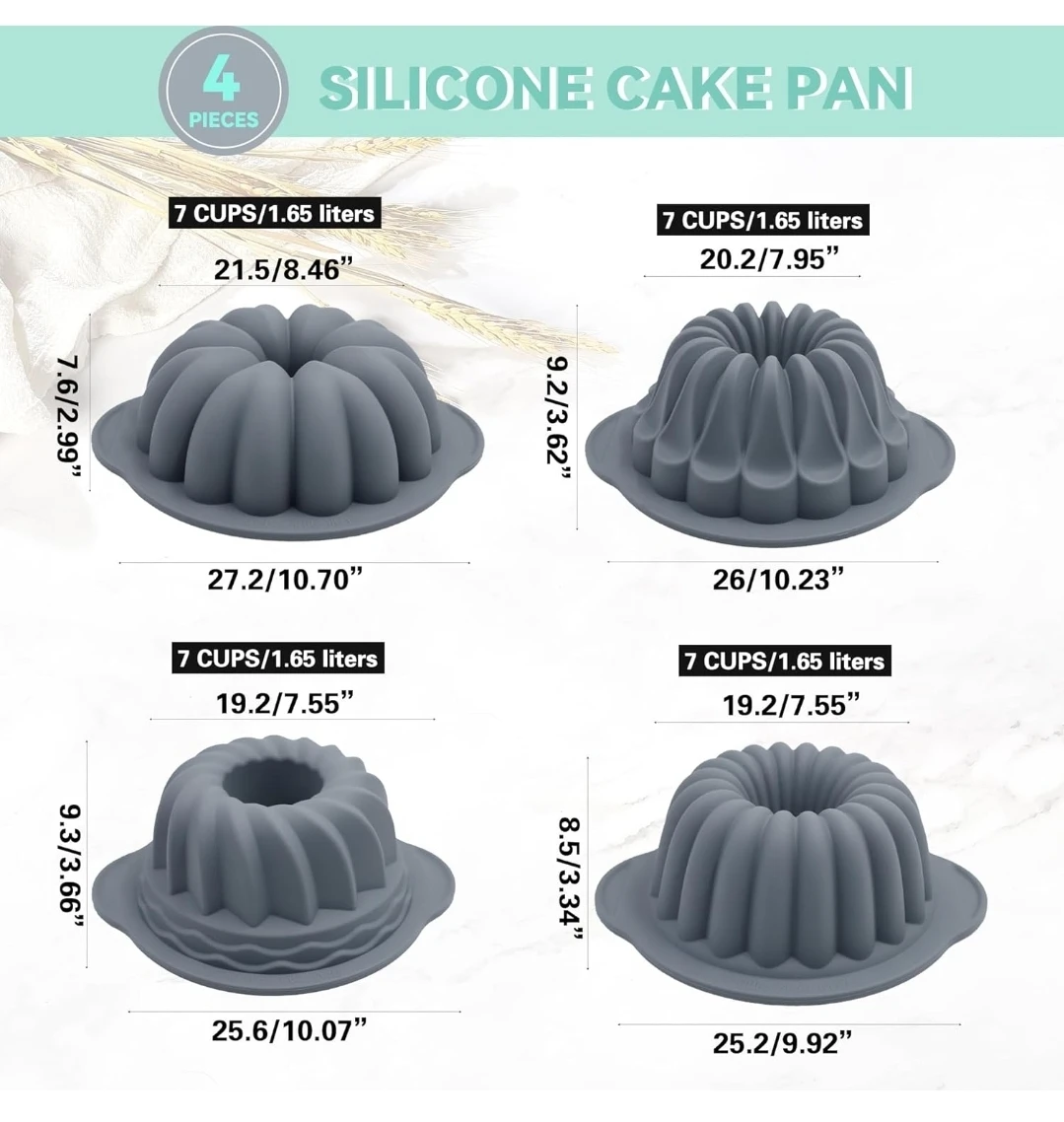 4-Piece Silicone Cake Pan Set