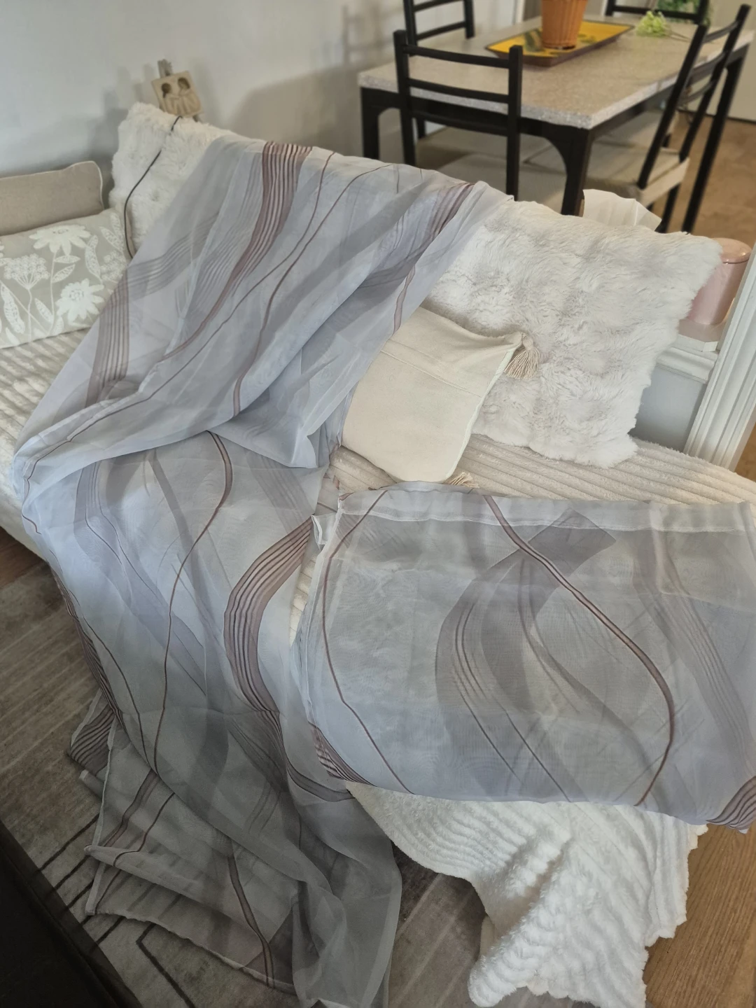 Sheer Curtain Panel with Swirl Pattern