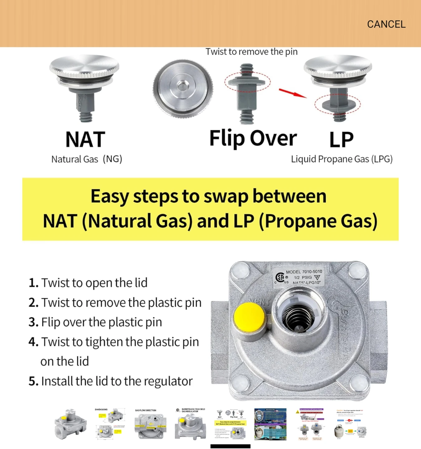 BURNT TOUCH 7010-5010 Gas Regulator - Natural Gas / Propane - photo 5
