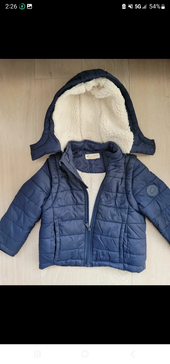 Babycottons Navy Quilted Puffer Jacket with Sherpa Lining - photo 2