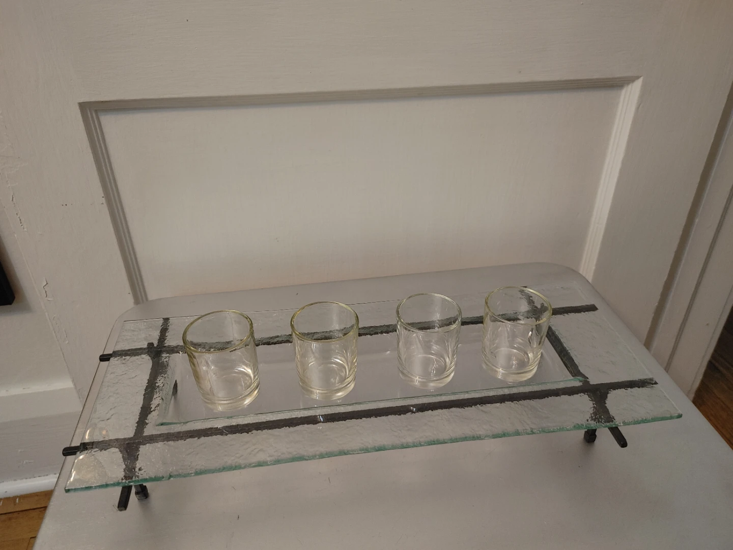 Glass and Metal Votive Candle Holder Set