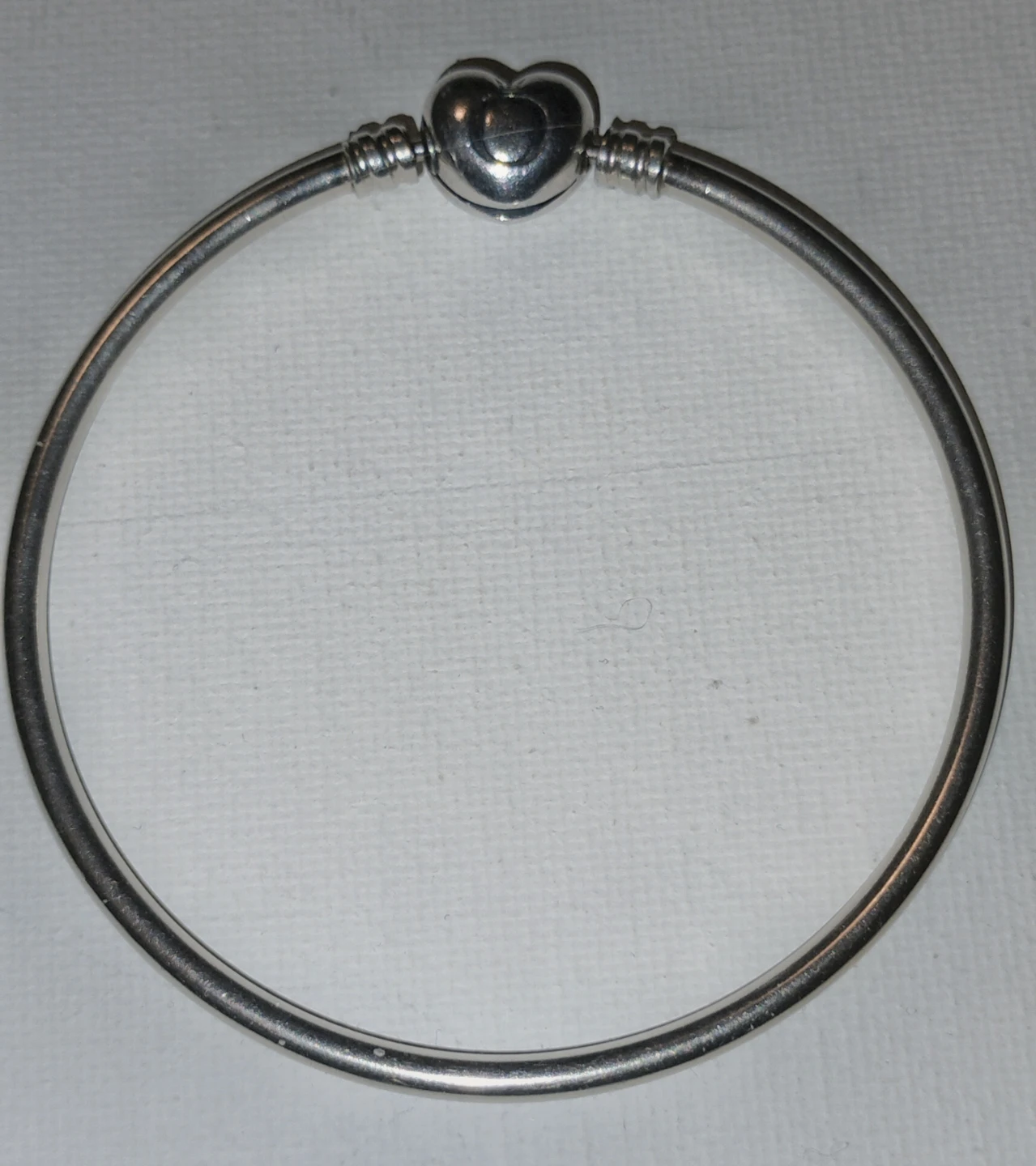 Pandora Sterling Silver Bangle Bracelet with Heart Clasp - photo 2