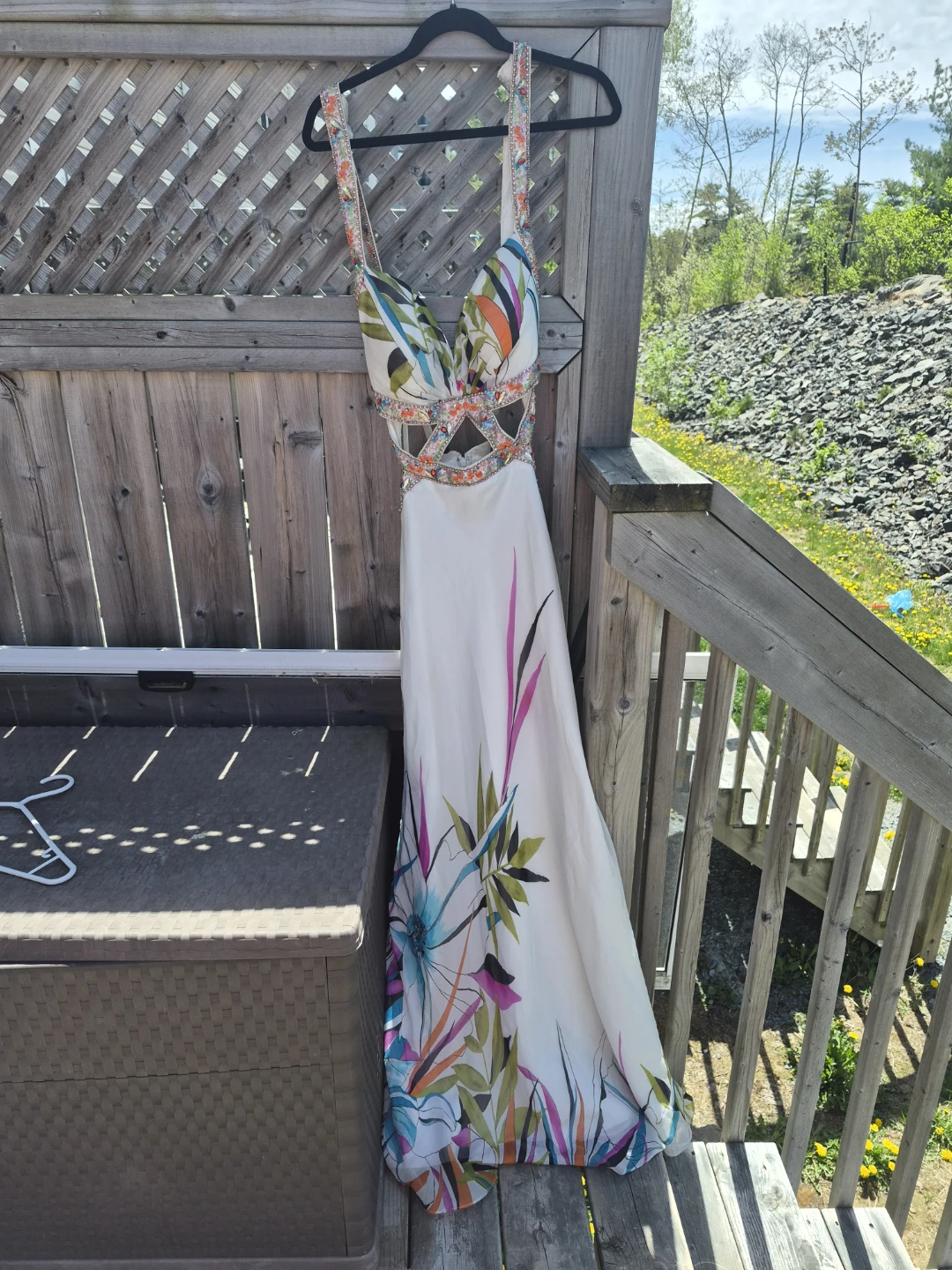 Strappy Maxi Dress with Tropical Print