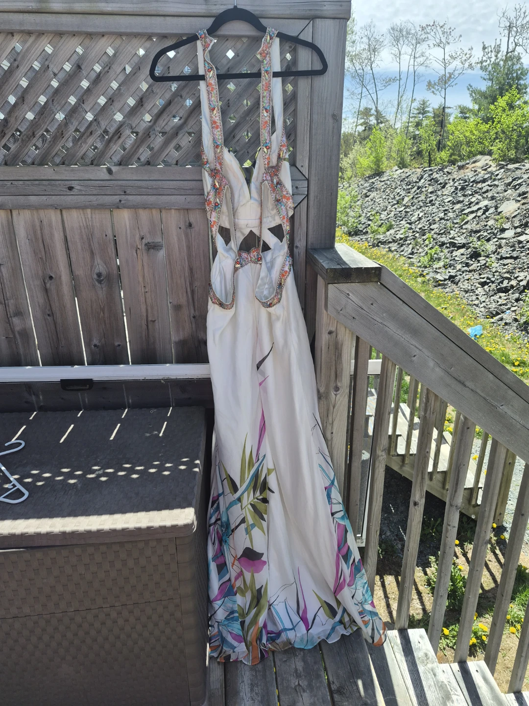 Strappy Maxi Dress with Tropical Print - photo 2
