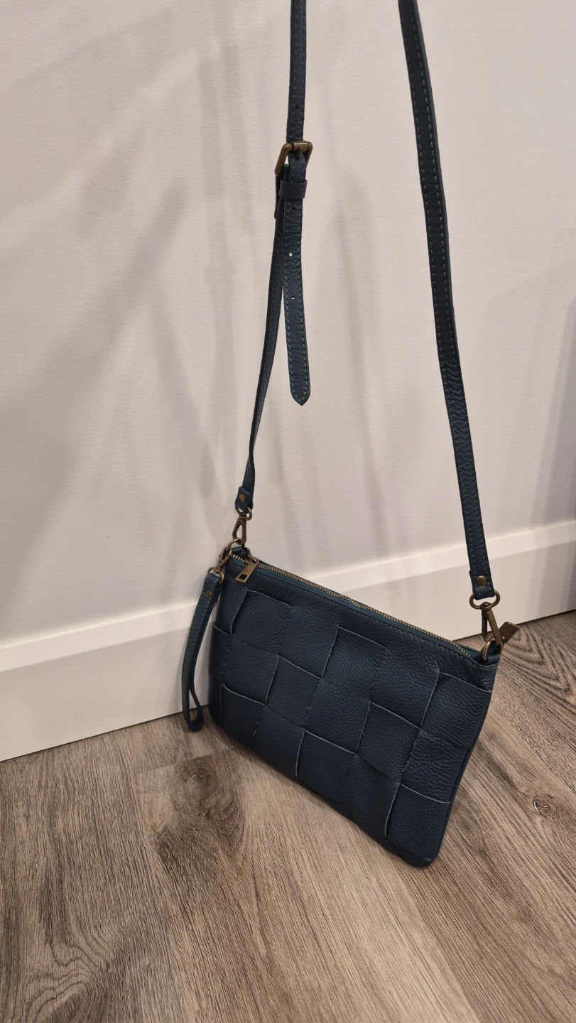 Teal Woven Leather Crossbody Bag - photo 2