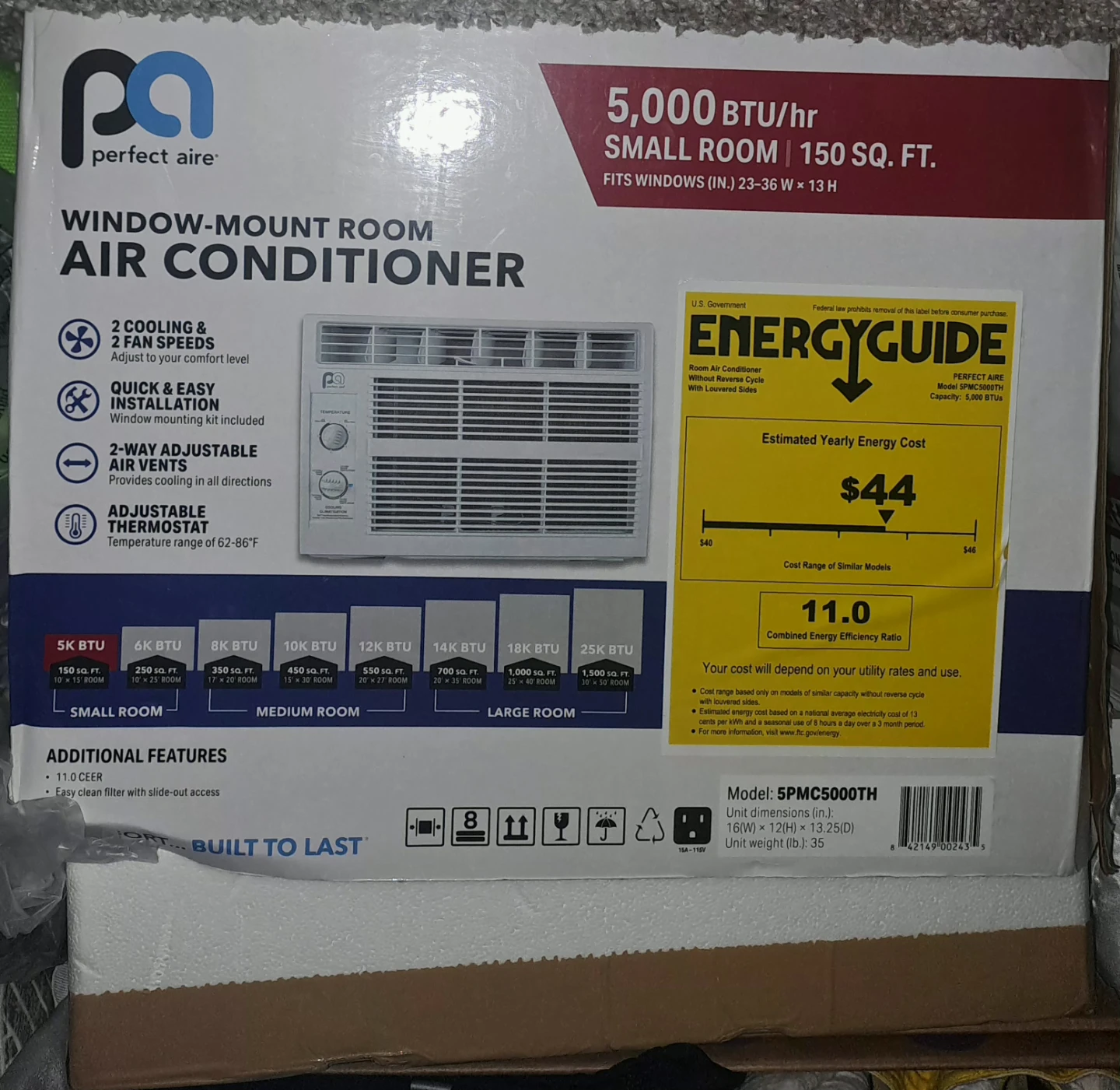 Perfect Aire 5,000 BTU Window-Mount Room Air Conditioner - photo 2