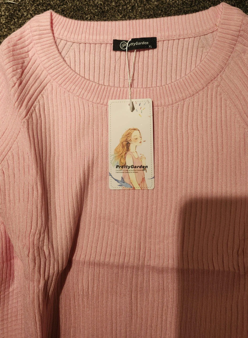 PrettyGarden Pink Ribbed Knit Crop Top & Midi Skirt Set - XL - photo 4