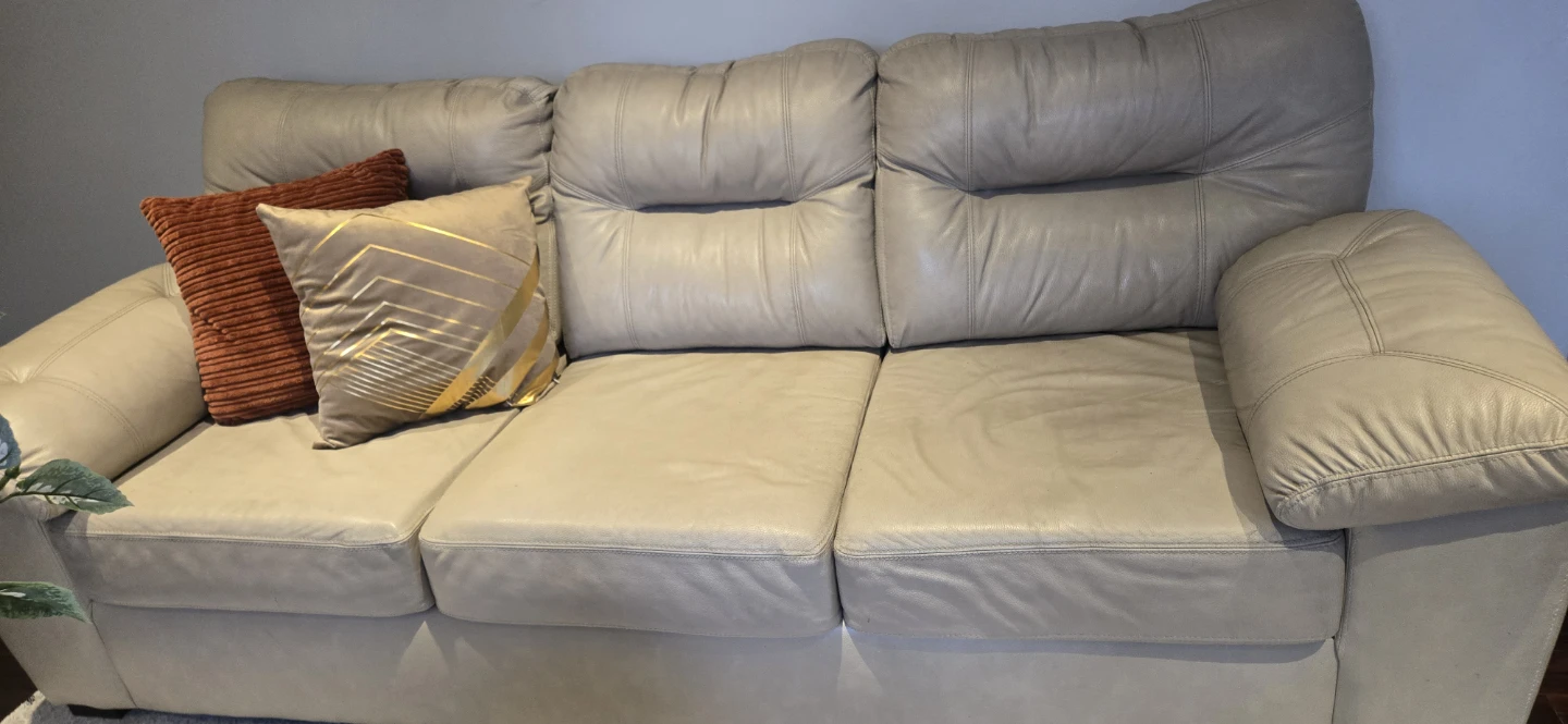 Genuine Leather sofa + Loveseat , Beige