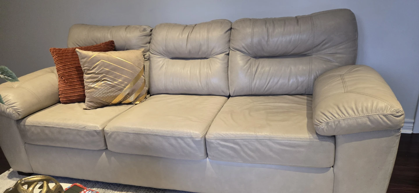Genuine Leather sofa + Loveseat , Beige - photo 3