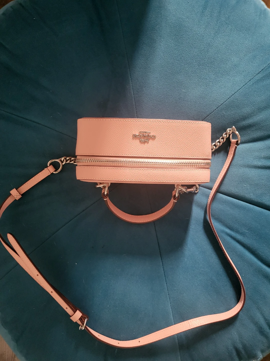 Coach Pink Leather Vanity Case Bag with Chain Strap - photo 3