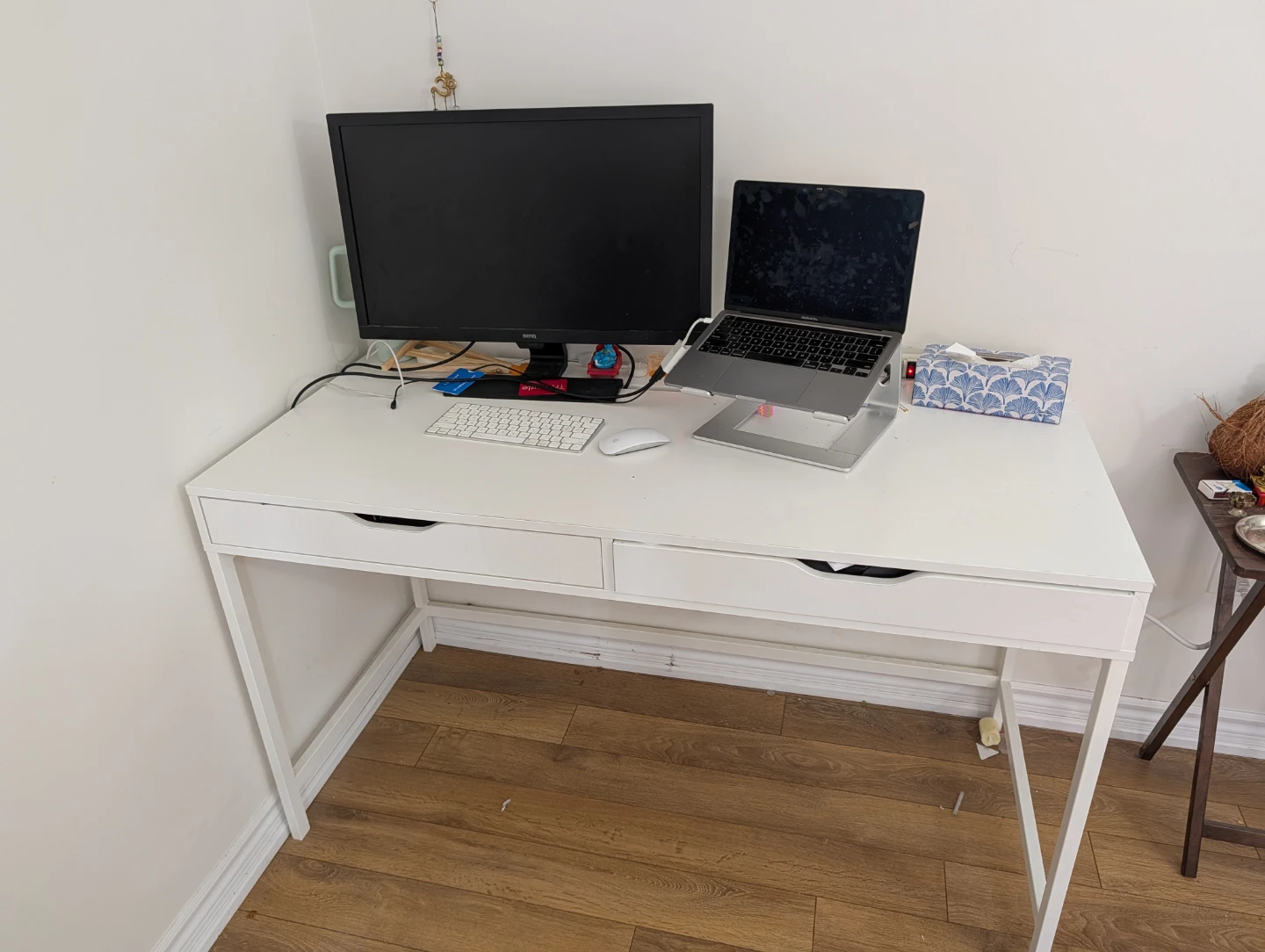 Ikea White Work Desk with Drawers
