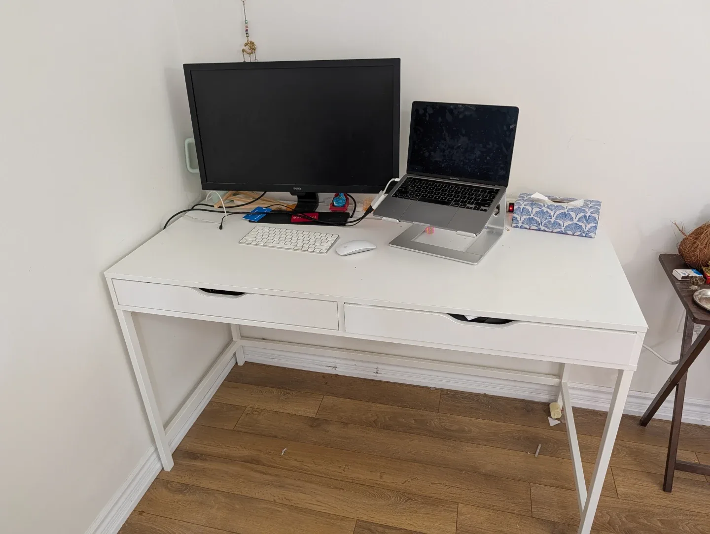 Ikea White Work Desk with Drawers
