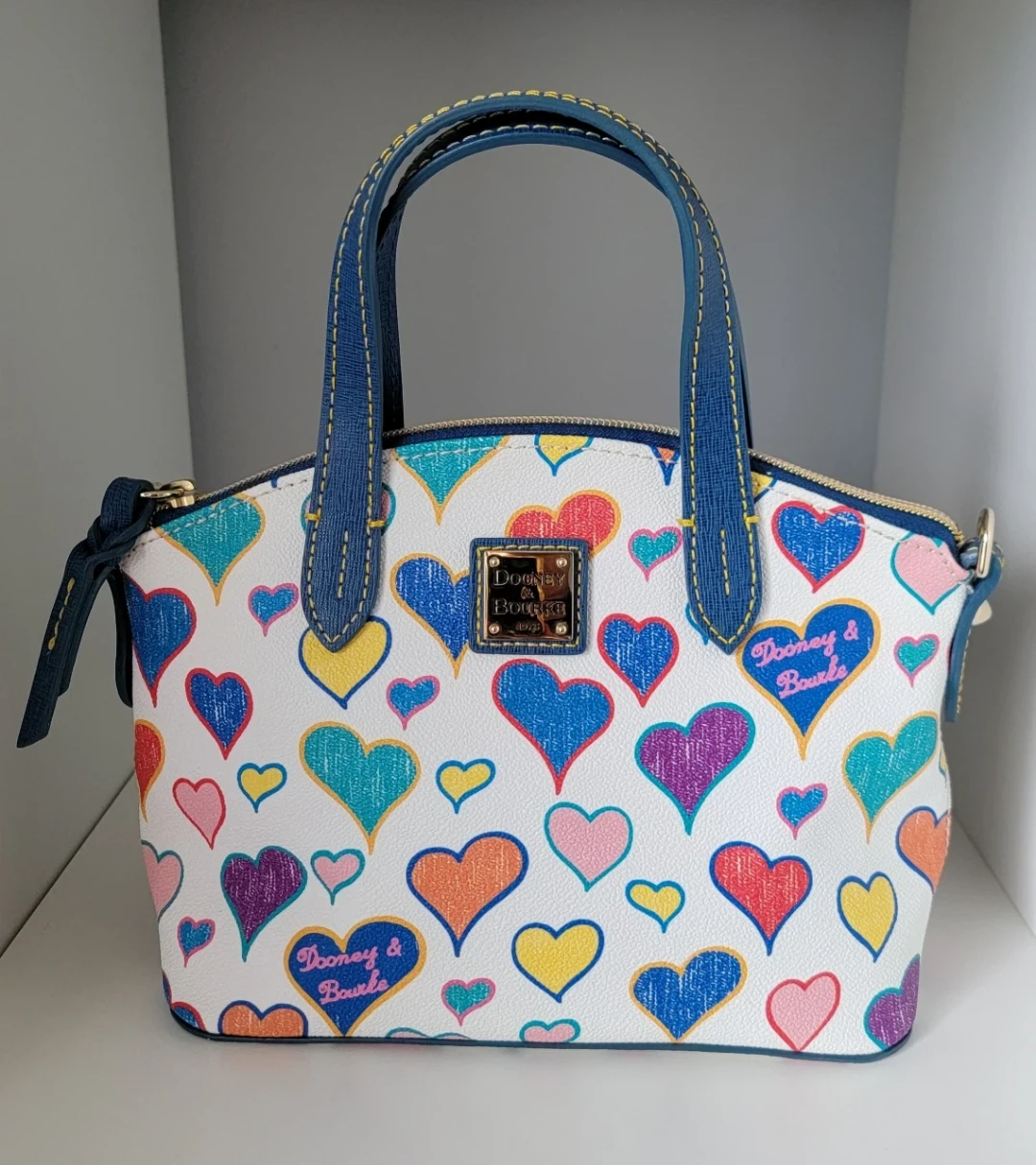 Dooney & Bourke White Hearts Satchel Bag