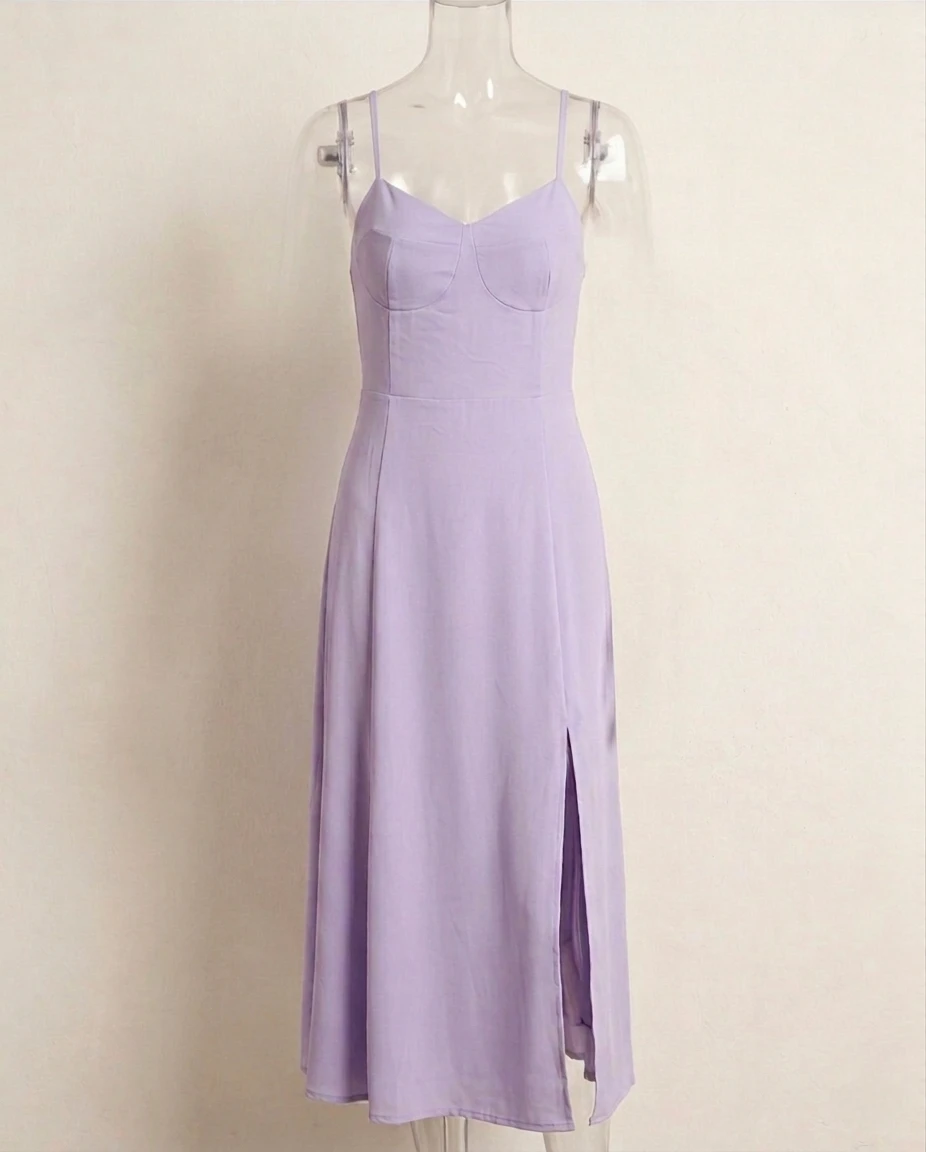 Lavender Slip Dress with Slit