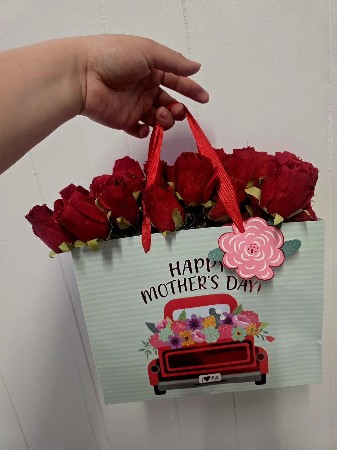 Mother's Day Flower Bag with Red Roses