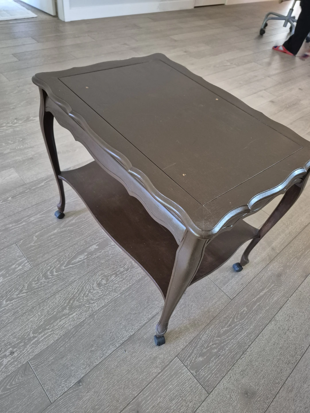 Dark Brown Side Table with Wheels - photo 3
