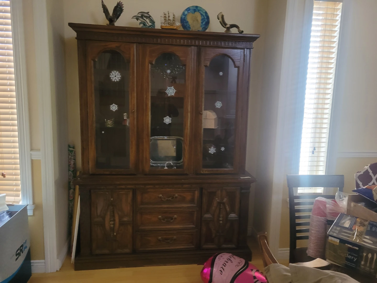 Wooden China Cabinet with Glass Doors