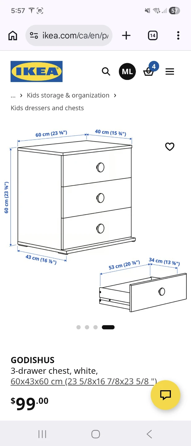 IKEA GODISHUS 3-Drawer Chest, White - photo 3