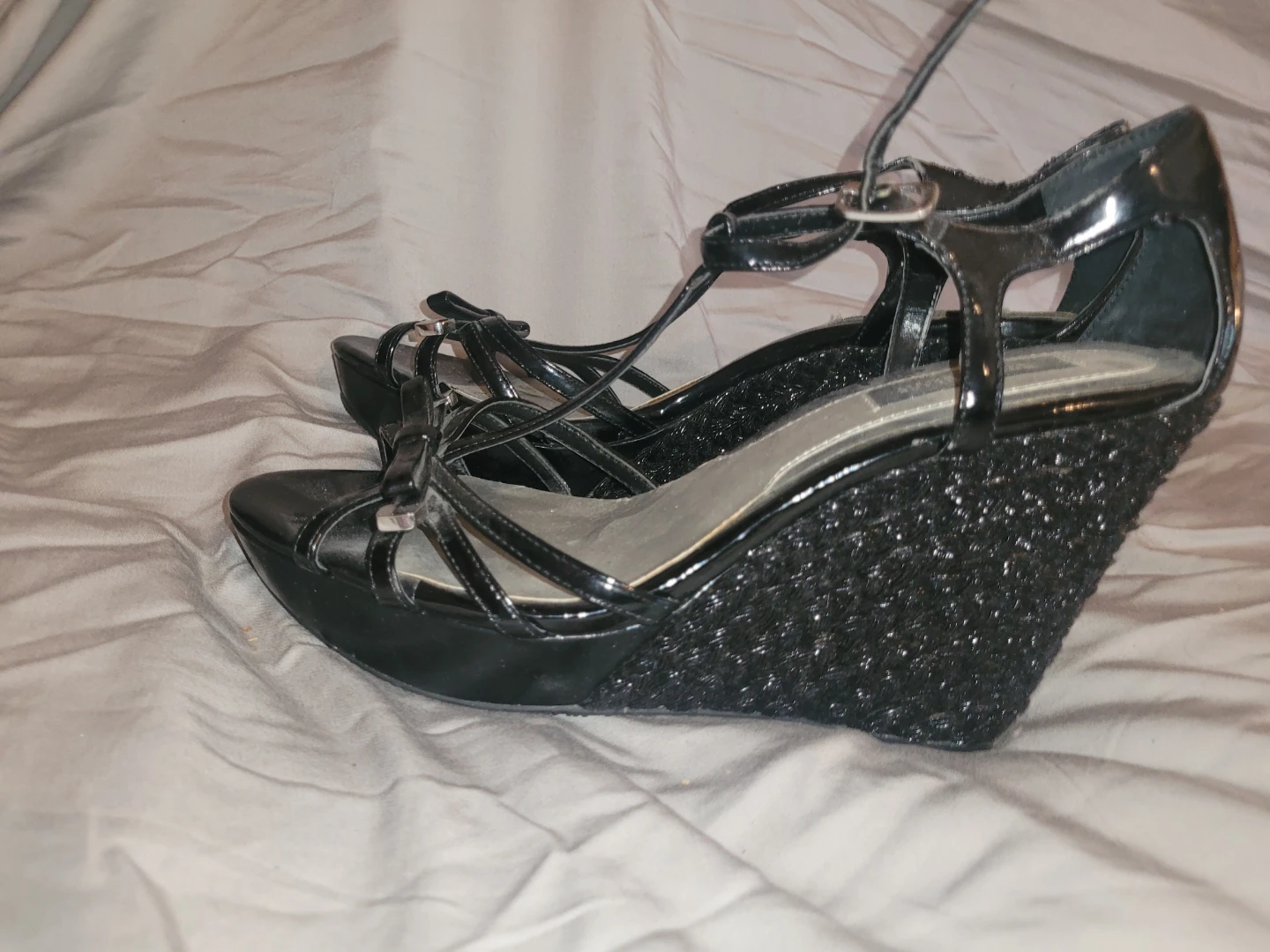 White House Black Market Black Wedge Sandals