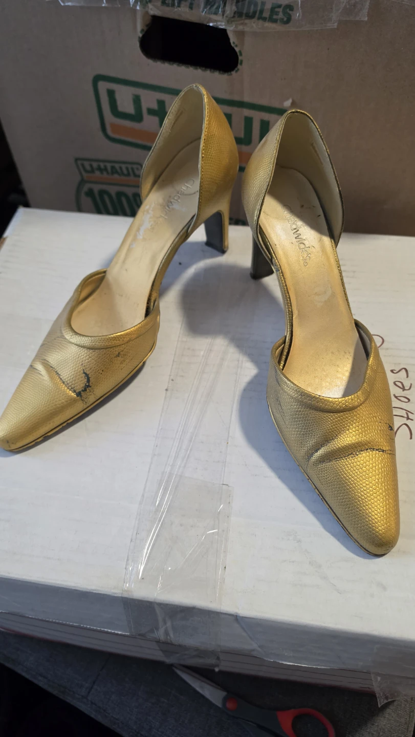 CRAFT COSPLAY Gold painted Chardwick Gold D'Orsay Heels