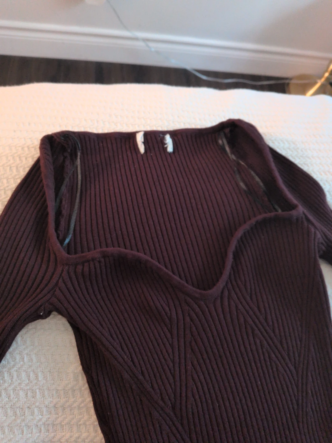 H&M Ribbed Square Neck Long Sleeve Top - photo 2