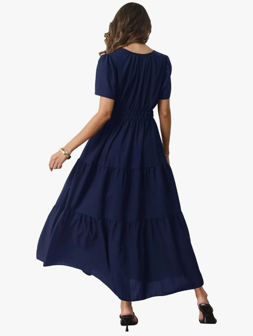*NEW* Navy Blue Tiered Maxi Dress with Short Sleeves - photo 4
