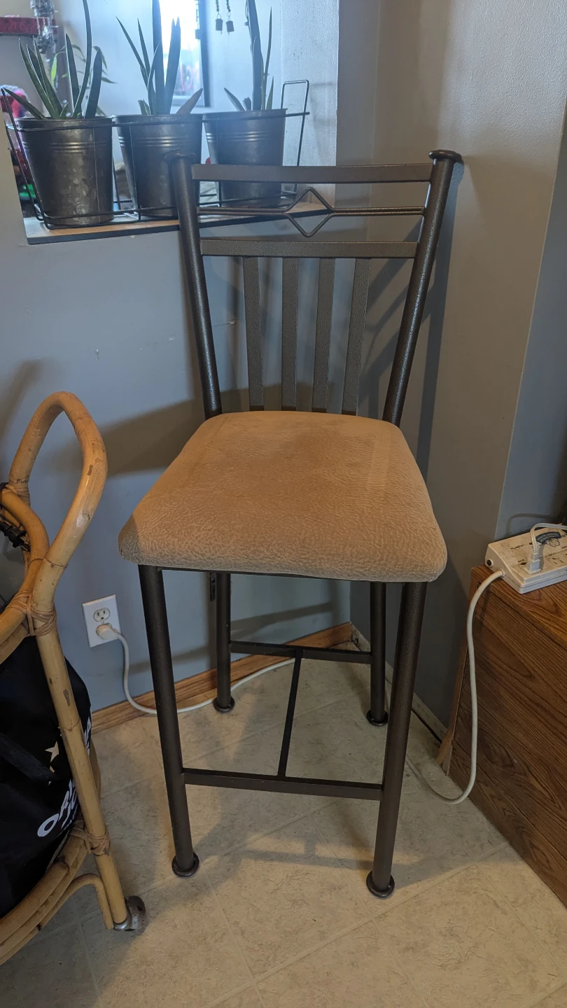 Bar Stool with Tan Fabric Seat