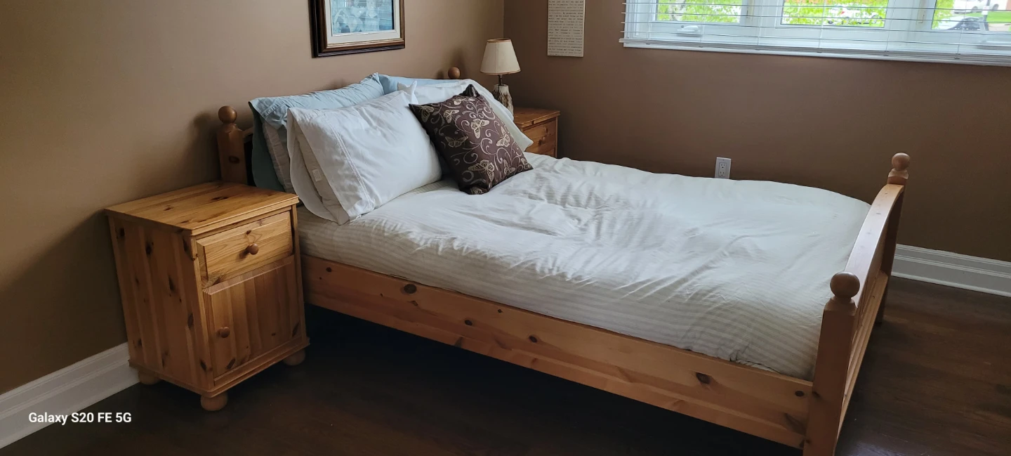 Wooden Bed Frame with Nightstand