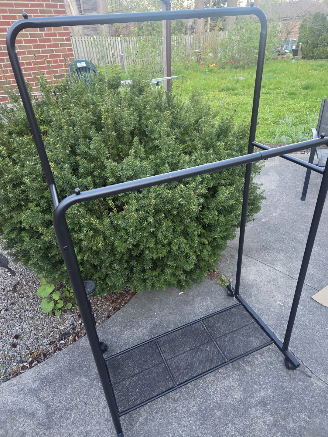 Black Metal Garment Rack with Bottom Shelf
