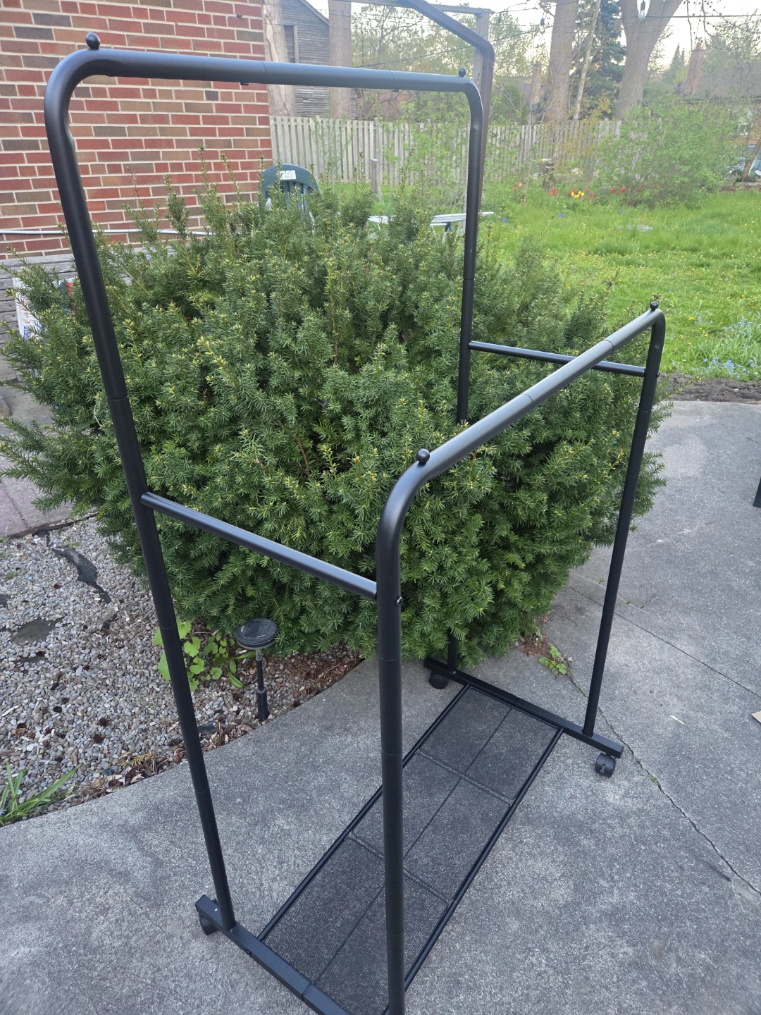 Black Metal Garment Rack with Bottom Shelf - photo 2