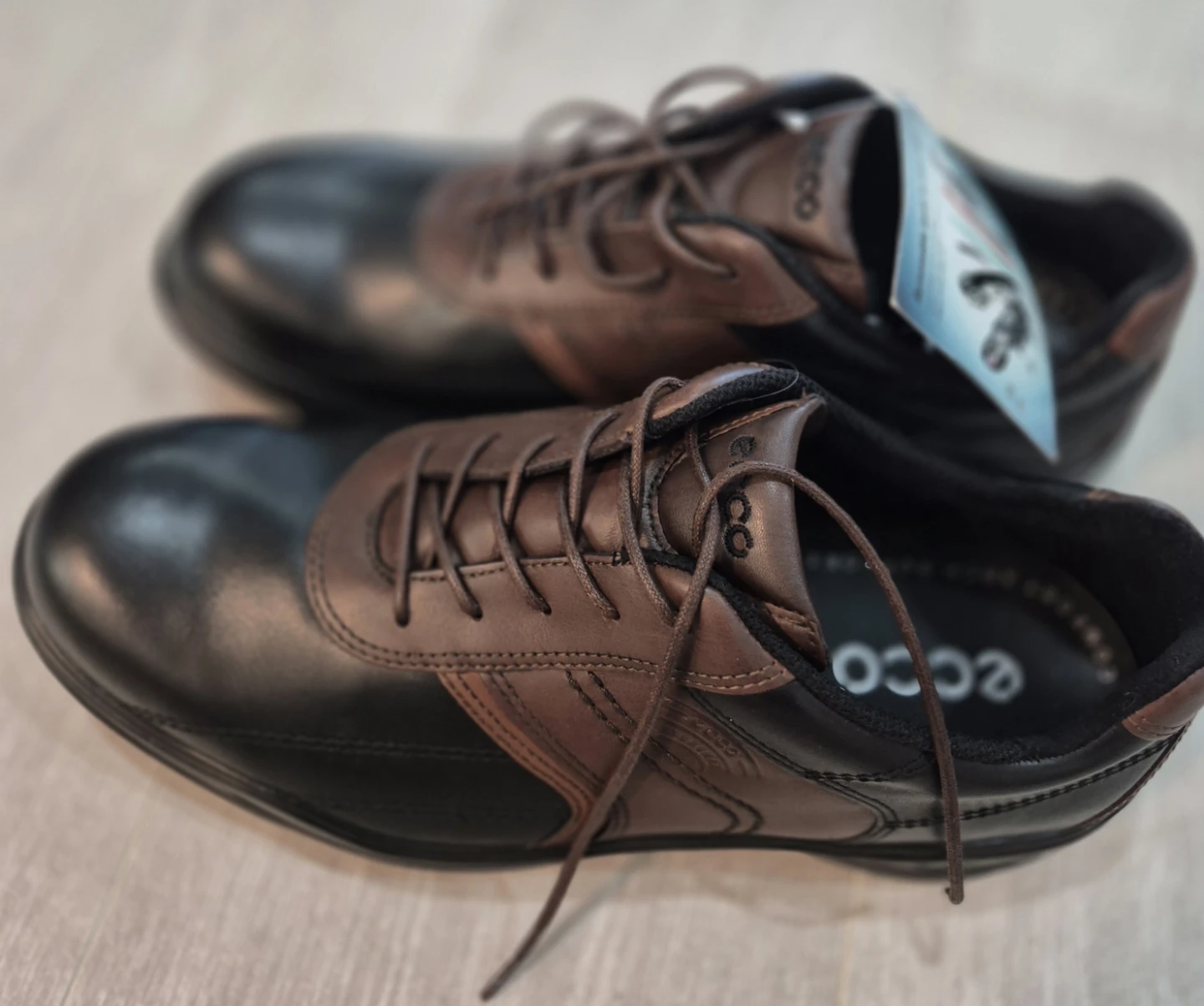 ECCO Men's Golf Shoes Black & Brown Leather Size 44 - photo 2