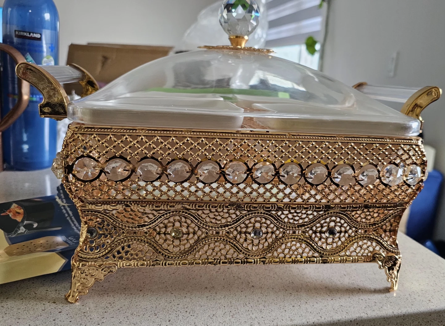Decorative 4-Piece Serving Dish Set with Gold Trim