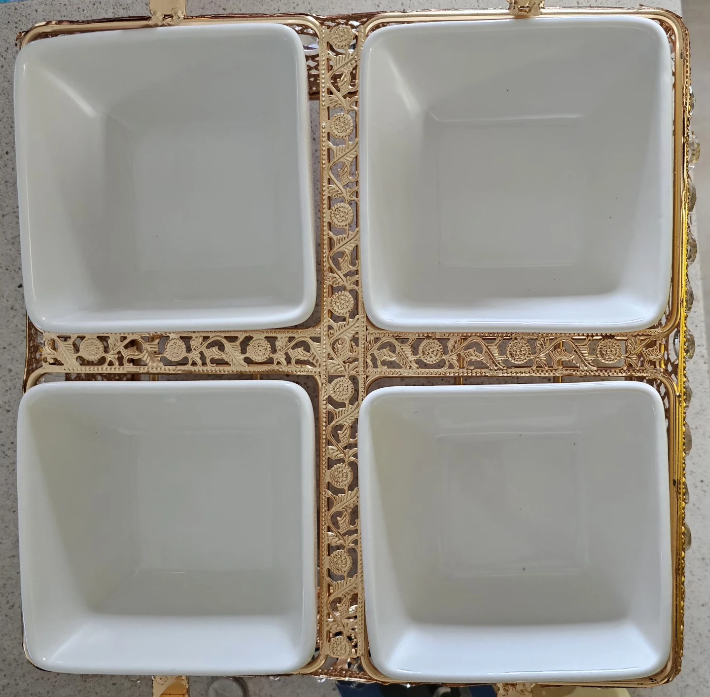 Decorative 4-Piece Serving Dish Set with Gold Trim - photo 3