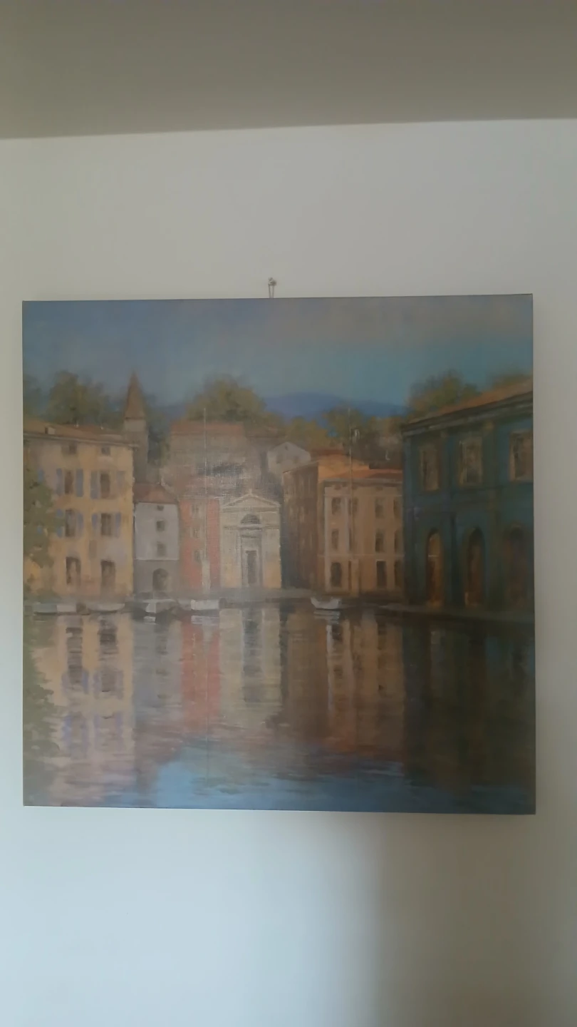 Canvas Print - Lakeside Town Scene