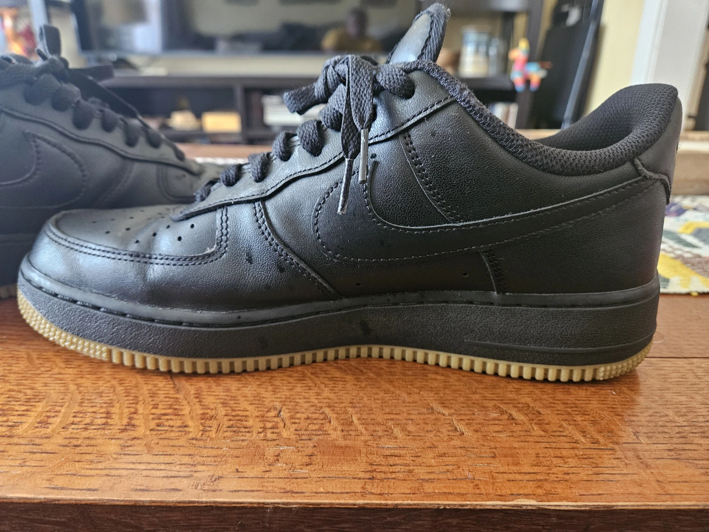 Nike Air Force 1 Men's Black Leather Sneakers - photo 5