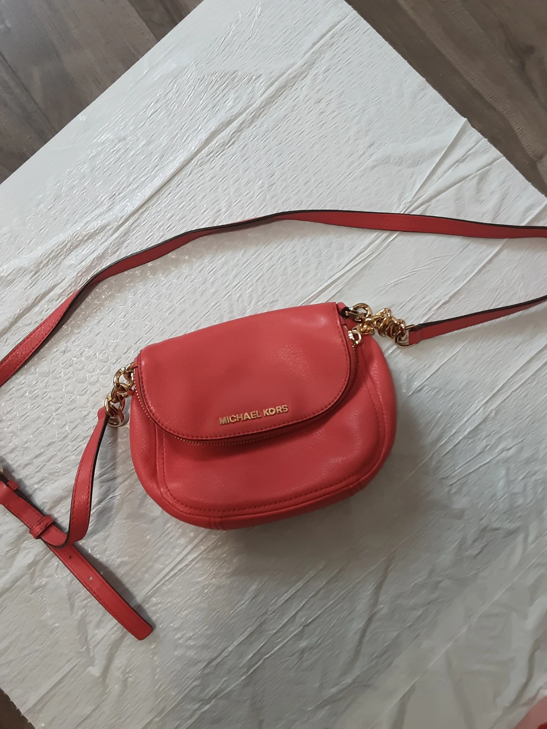 Michael Kors Coral Leather Crossbody Bag