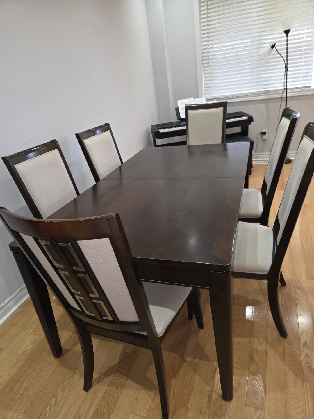 Dark Wood Dining Table Set with 6 Chairs - photo 4